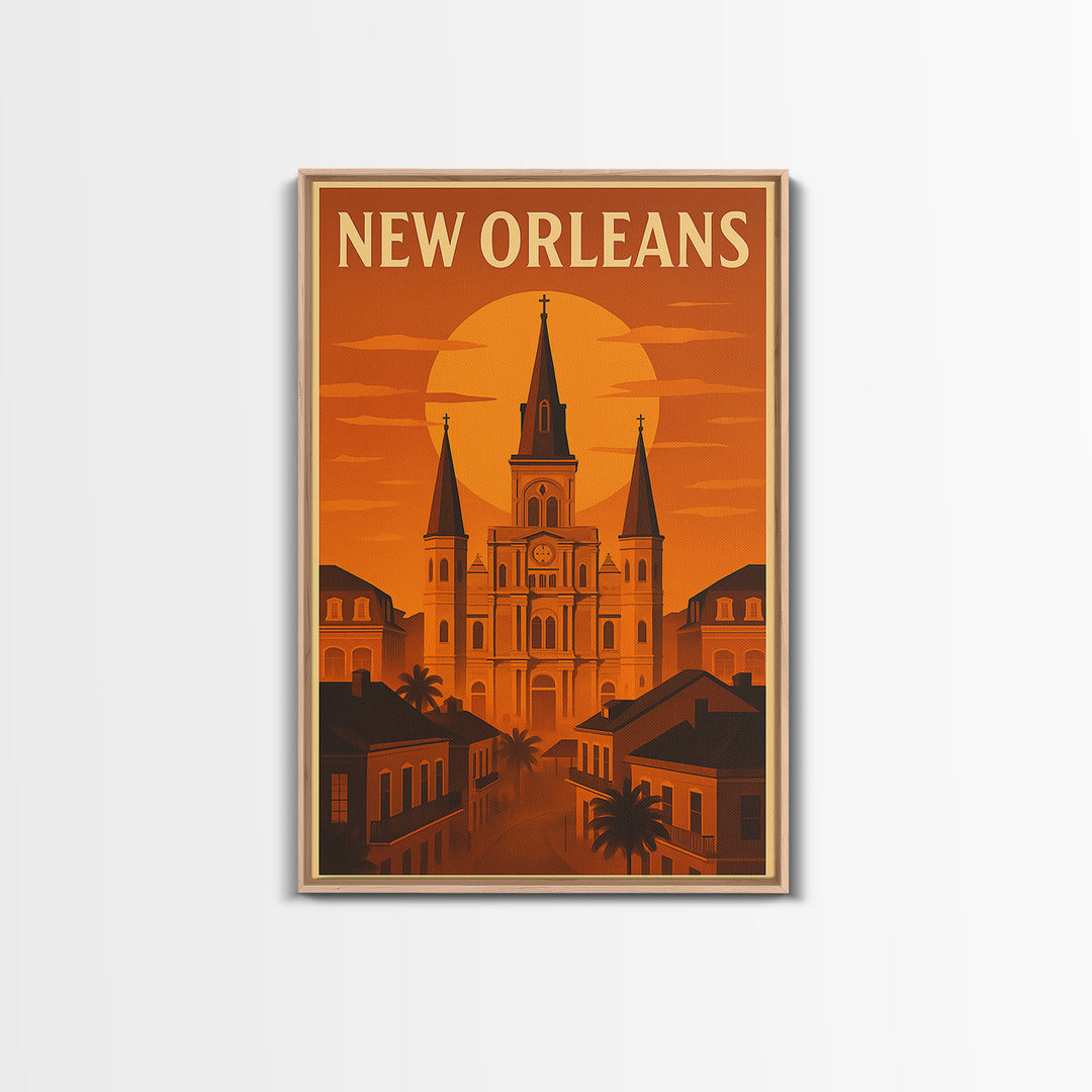New Orleans Louisiana Travel Poster, Canvas Print, Gold Art Deco Poster Art, New Orleans Art Print, Travel Wall Decor, Gift For Travelers