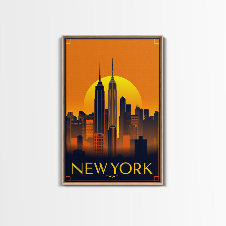 New York Travel Poster, Canvas Print, Gold Art Deco Poster Art, New York City Art, Travel Poster Set, Fine Art Print, Watercolor Cityscape