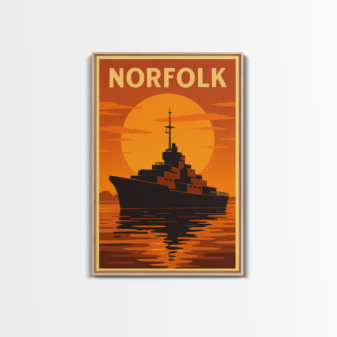 Norfolk Virginia Travel Poster, Canvas Print, Gold Art Deco Poster Art, Norfolk Art Print, Wanderlust Decor, Retro Travel Print, Wall Art