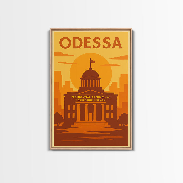 Odessa Texas Travel Poster, Canvas Print, Golden Poster Art, Odessa Art Print, Retro Travel Print, Vintage Travel Print, City Illustration