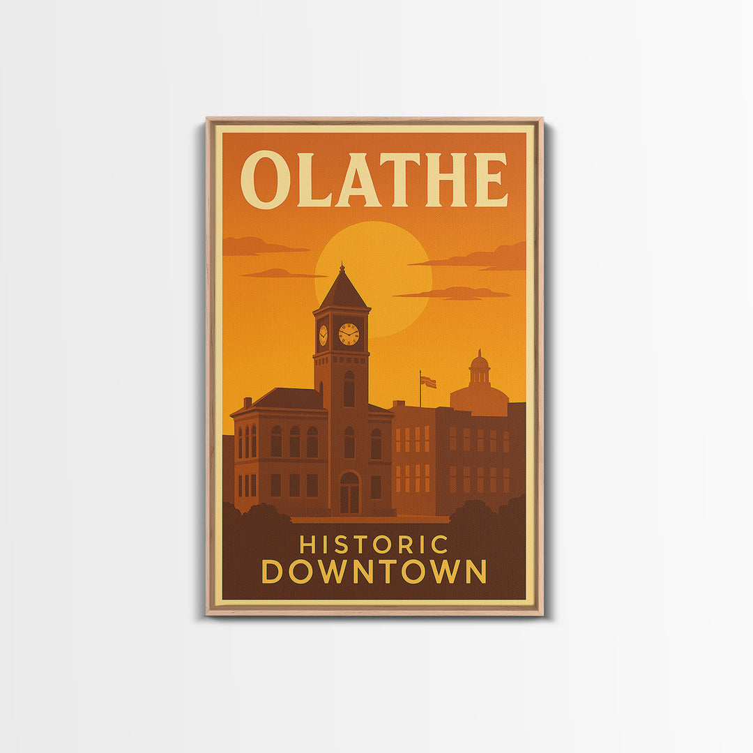 Olathe Kansas Travel Poster, Framed Canvas Print, Gold Art Deco Poster Art, Olathe Wall Art, Travel Poster Art, Home Office Decor, Art Print