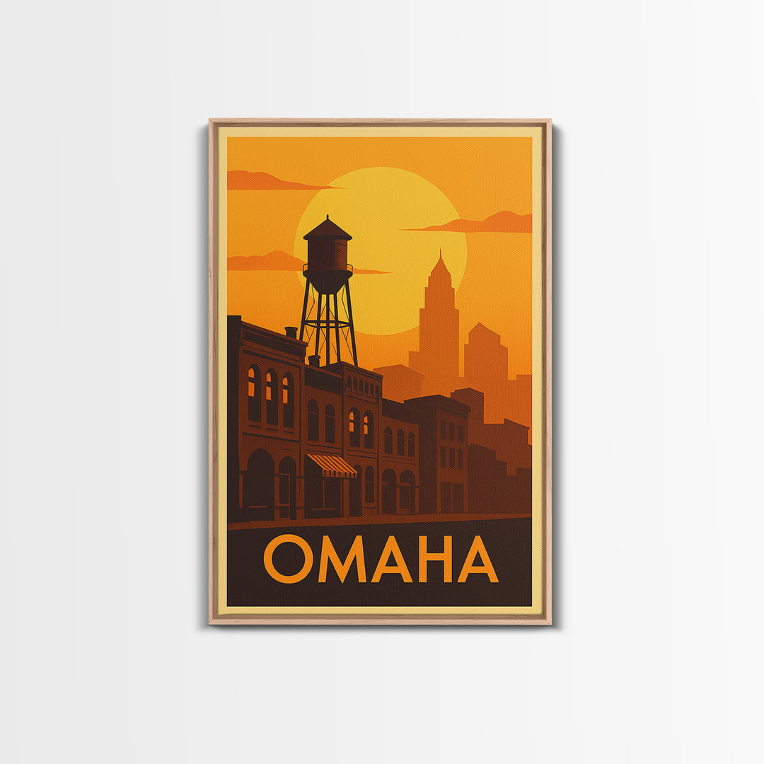 Omaha Travel Poster, Canvas Print, Gold Art Deco Poster Art, Omaha Art Print, Home Office Decor, Eclectic Wall Decor, Wanderlust Decor