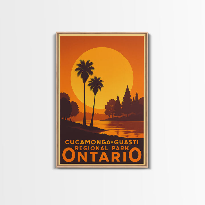 Ontario Travel Poster, Canvas Print, Warm Sunset Silhouette Art, Ontario Poster Print, City Illustration, Vintage Travel Print
