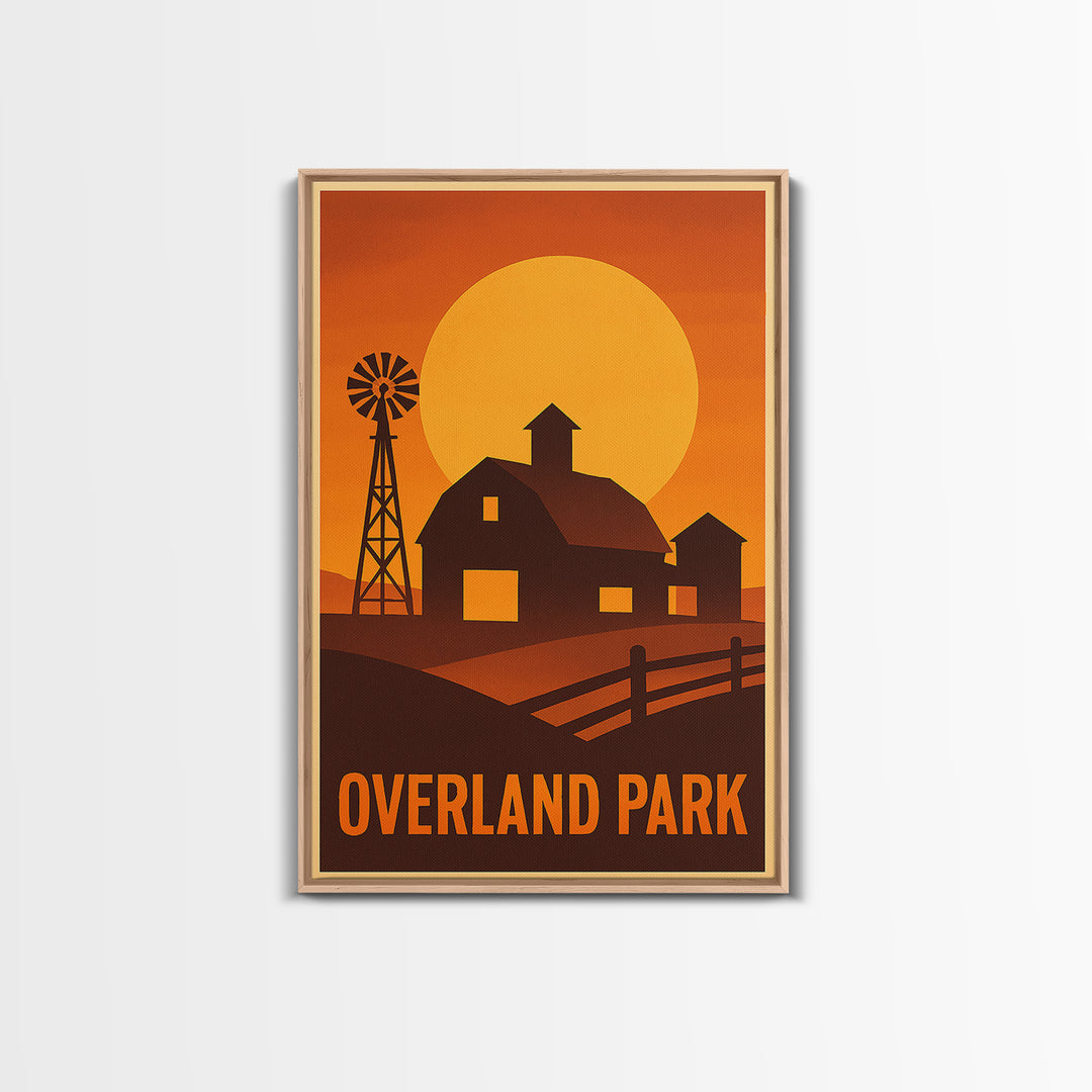 Overland Park Travel Poster, Canvas Print, Golden Travel Poster Art, Overland Park Poster Print, Travel Art Print, Vintage City Art