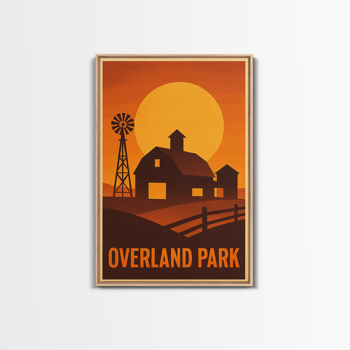 Overland Park Travel Poster, Canvas Print, Golden Travel Poster Art, Overland Park Poster Print, Travel Art Print, Vintage City Art