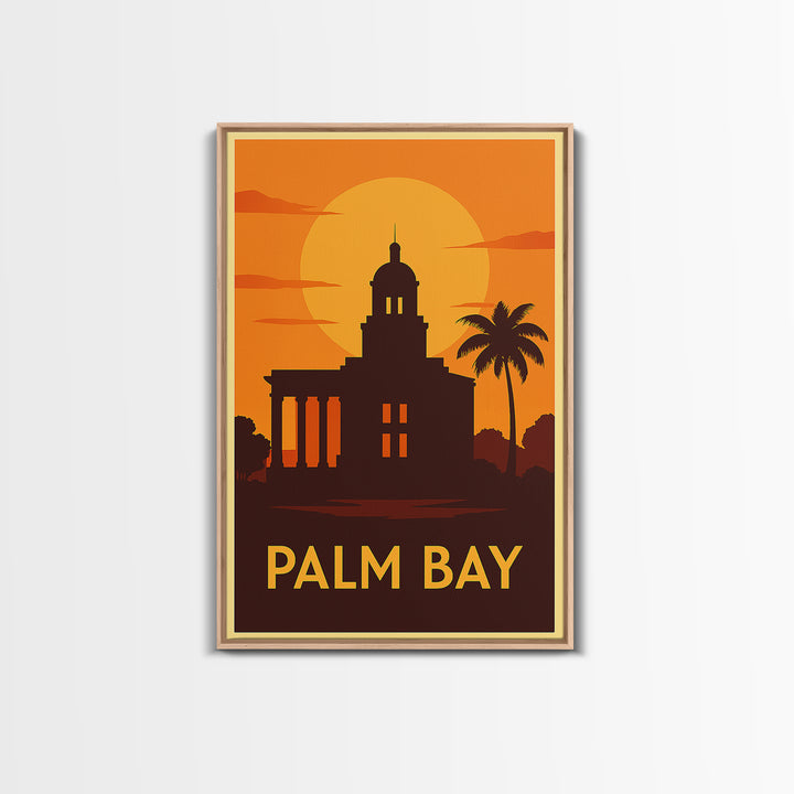 Palm Bay Travel Poster, Framed Canvas Print, Vintage Deco Wall Art, Palm Bay Poster Print, City Travel Prints, City Art Print, Design 2