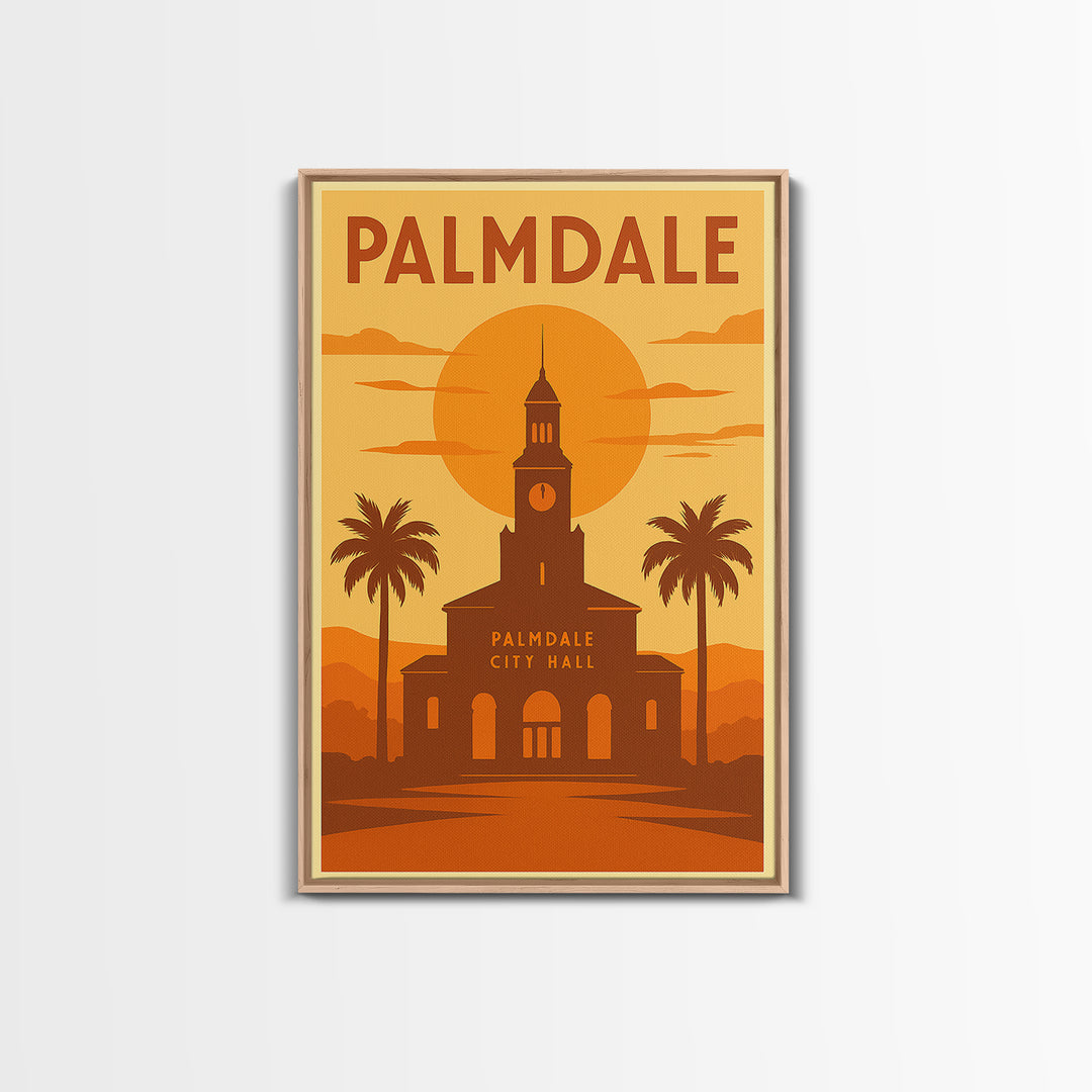 Palmdale California Travel Poster, Canvas Print, Gold Art Deco Poster Art, Palmdale Art Print, Travel Art, Wanderlust Decor, Travel Prints