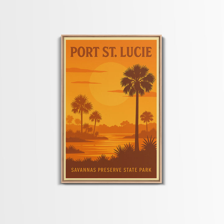 Port St Lucie Florida Travel Poster, Canvas Print, Gold Art Deco Poster Art, Port St Lucie Poster Print, Travel Wall Decor, Fine Art Print