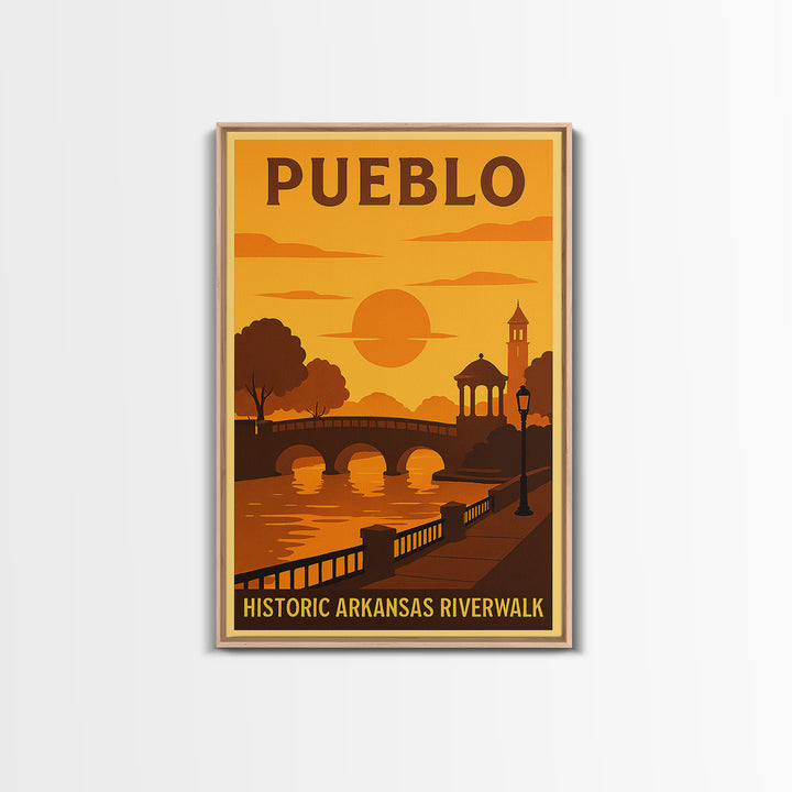 Pueblo Colorado Travel Poster, Canvas Print, Golden Poster Art, Pueblo Poster Print, Travel Wall Art, City Art Print, Watercolor Skyline Art