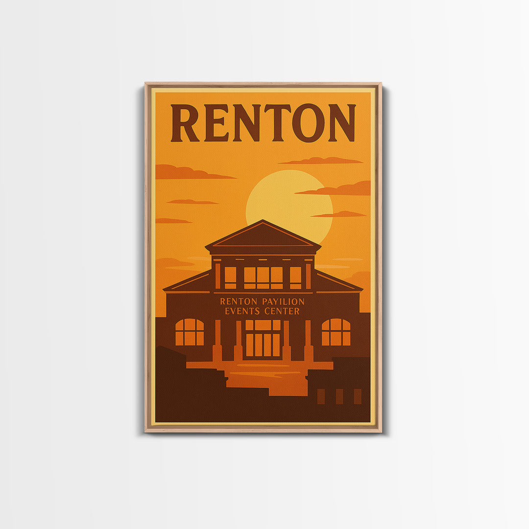 Renton Washington Travel Poster, Canvas Print, Warm Sunset Silhouette Art, Renton Art Print, Modern Wall Decor, Wall Art, Fine Art Print
