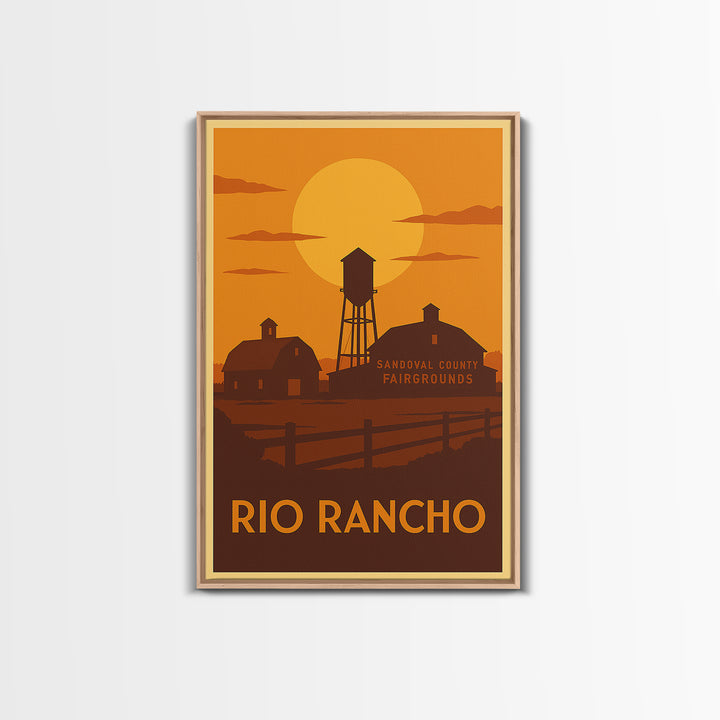 Rio Rancho Travel Poster, Framed Canvas Print, Warm Sunset Silhouette Art, Rio Rancho City Art, Travel Poster Art, Home Office Decor