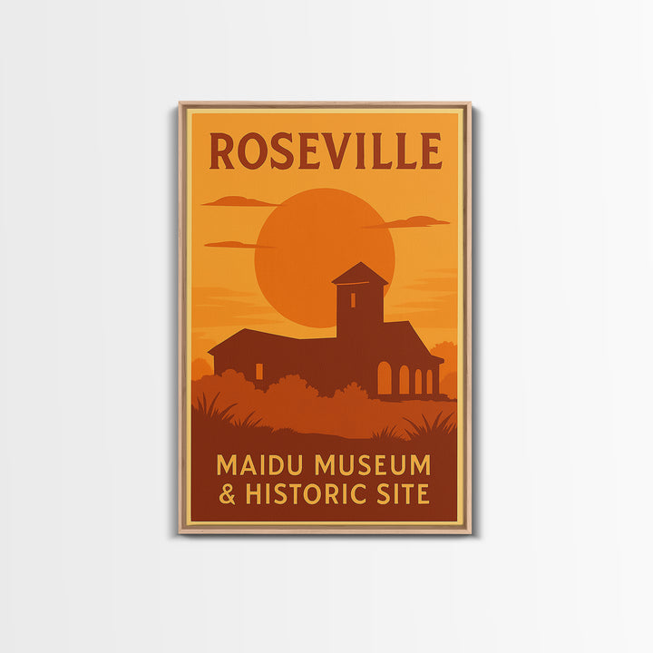 Roseville California Travel Poster, Canvas Print, Golden Poster Art, Roseville Art Print, Office Decor, Retro Travel Print, Travel Gift