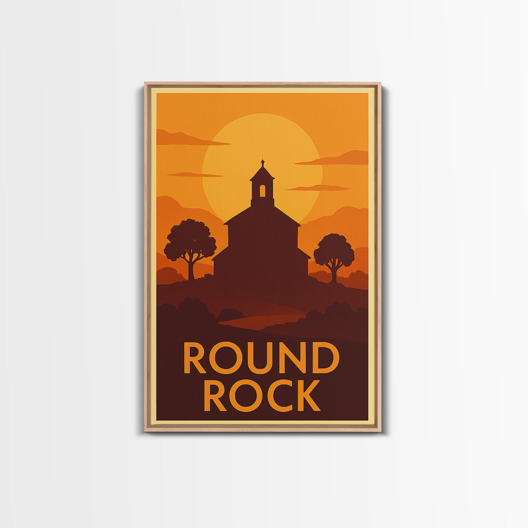 Round Rock Travel Poster, Canvas Print, Gold Art Deco Poster Art, Round Rock Wall Art, Travel Wall Art, Travel Poster Set, Fine Art Print