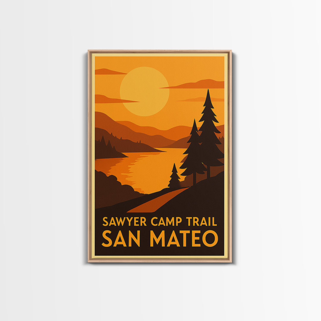 San Mateo Travel Poster, Canvas Print, Warm Sunset Silhouette Art, San Mateo Travel Art, City Travel Prints, Vintage Travel Art