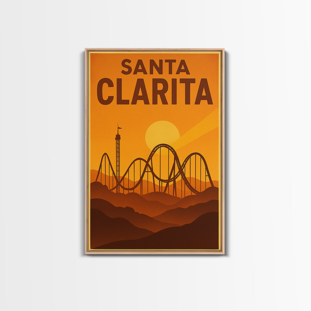 Santa Clarita California Travel Poster, Canvas Print, Golden Poster Art, Santa Clarita Travel Art, Vintage Travel Art, Vintage City Art