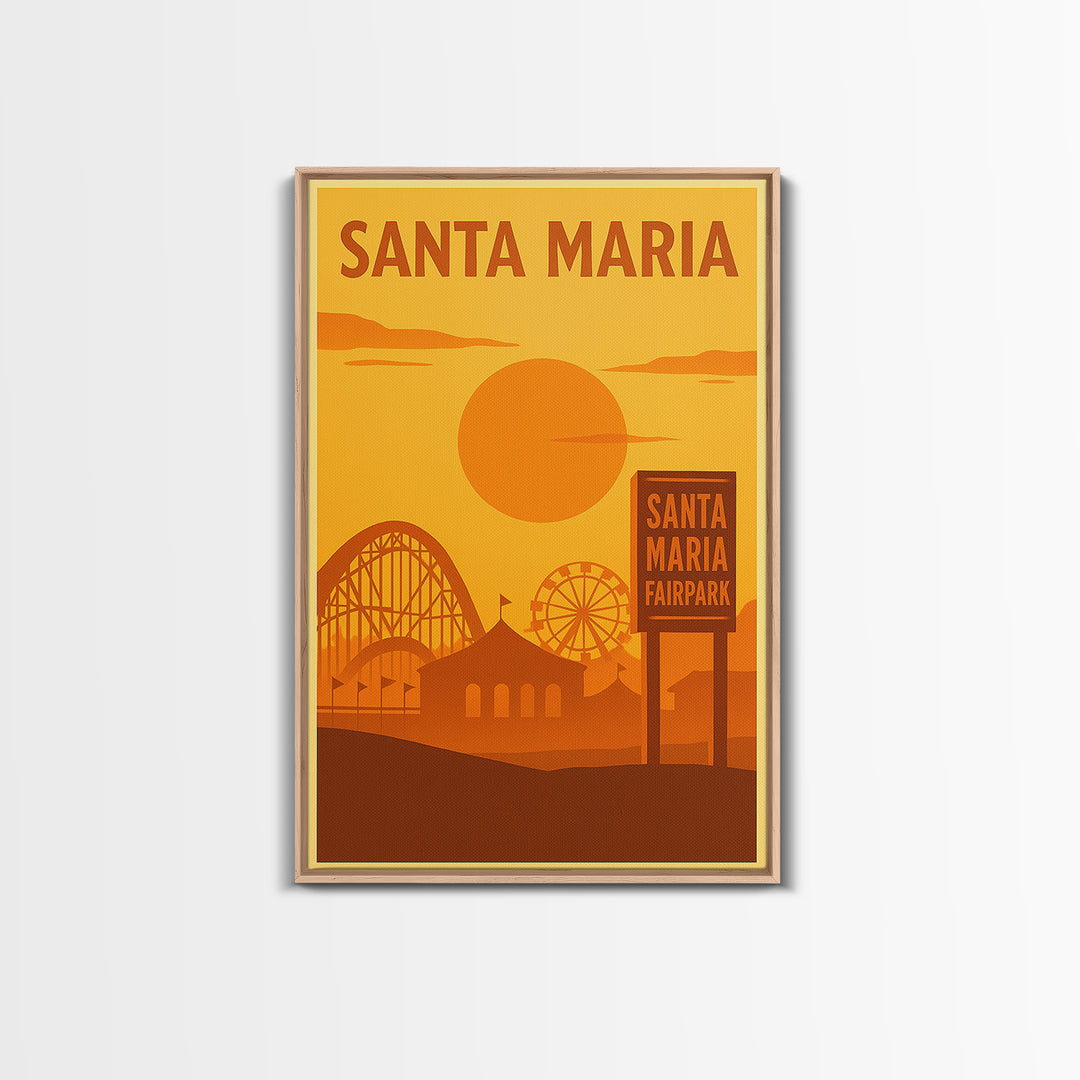 Santa Maria California Travel Poster, Canvas Print, Golden Travel Poster Art, Santa Maria Wall Art, Travel Poster Art, City Travel Prints