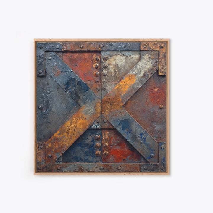 Steel and Rust Texture Abstract Panel Canvas Print, Garage Art, Car Poster, Garage Decor, Abstract Art, Motor, Game Room Art, GAR-1x1-23