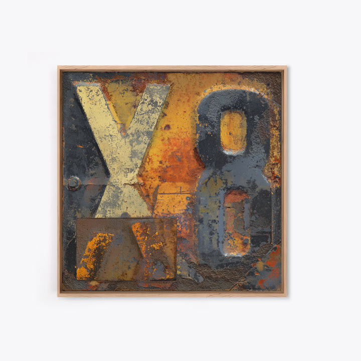 Rusty License Plate Collage Framed Canvas Print, Garage Art, Gallery Decor, Garage Decor, Fine Art, Motor, Contemporary Art, GAR-1x1-32