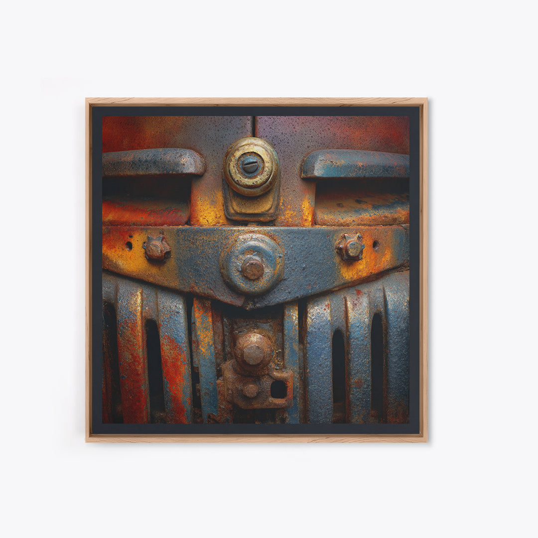 Pickup Truck in Dusty Sunset Light Framed Canvas Print, Garage Art, Tattoo Art, Garage Decor, Oil Painting, Motor, GAR-1x1-61