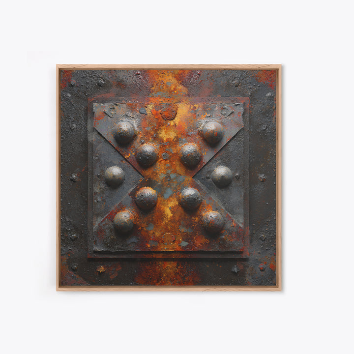 Steel and Rust Texture Abstract Panel Canvas Print, Garage Art, Neutral Decor, Garage Decor, Abstract Art, Motor, Wall Art, GAR-1x1-95