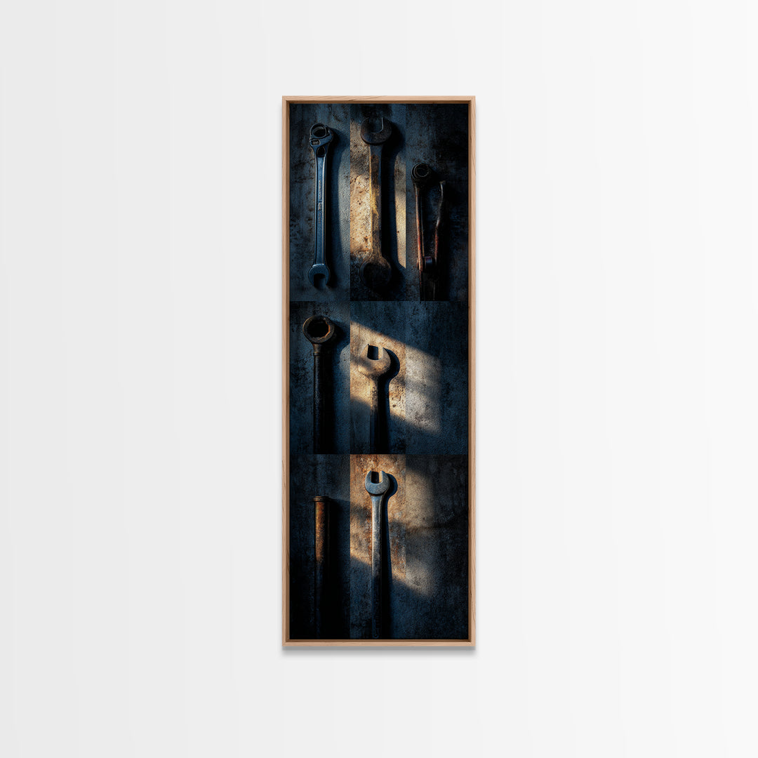 Garage Tool Silhouettes Arranged as Graphic Icons Canvas Print, Garage Art, Garage Art Poster Download, Garage Decor, Motor, GAR-1x3-26