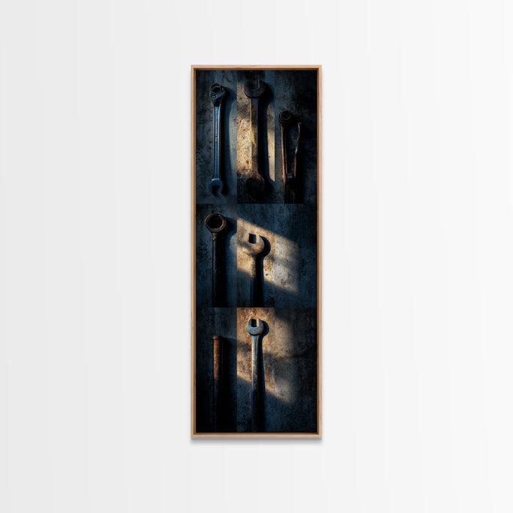 Garage Tool Silhouettes Arranged as Graphic Icons Canvas Print, Garage Art, Garage Art Poster Download, Garage Decor, Motor, GAR-1x3-26