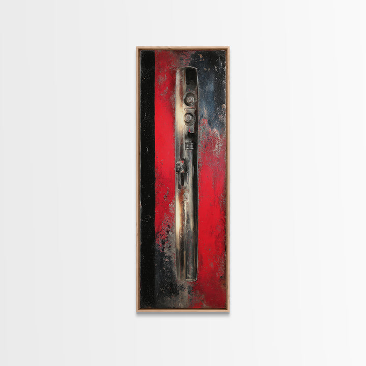 Black and Red Racing Stripe Abstraction Canvas Print, Garage Art, Wall Art, Garage Decor, Abstract Art, Motor, Fall Wall Art, GAR-1x3-48