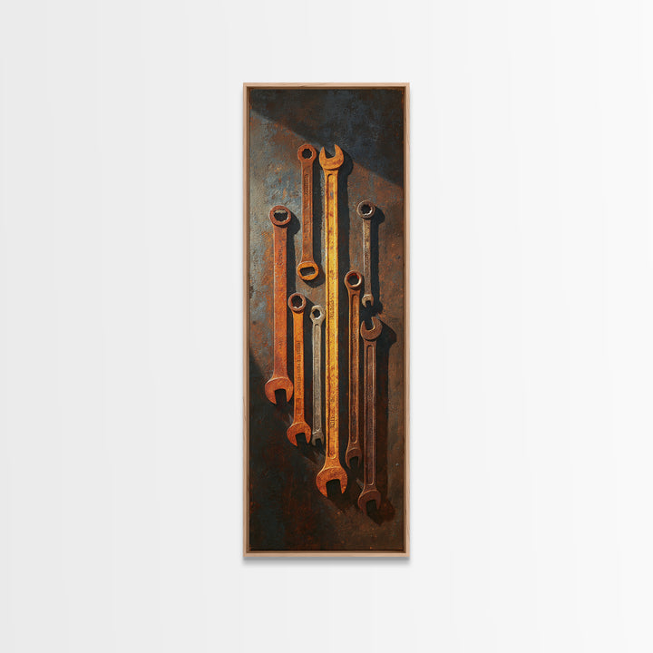 Garage Tool Silhouettes Arranged as Graphic Icons Framed Canvas Print, Garage Art, Fathers Day Art, Garage Decor, Motor, GAR-1x3-50