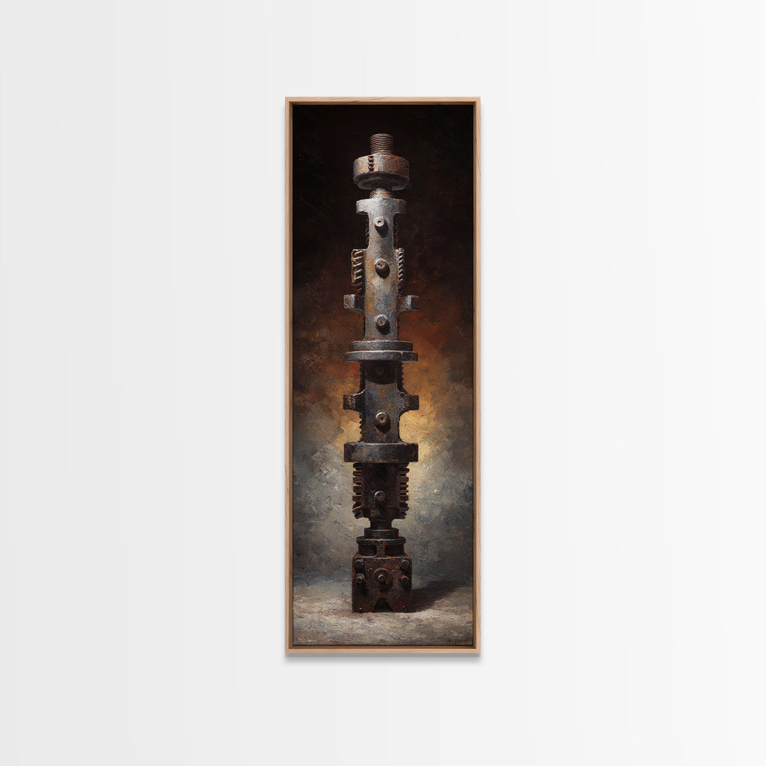 Camshaft and Gears Industrial Still Life Framed Canvas Print, Garage Art, Game Room Art, Garage Decor, Fine Art, Motor, GAR-1x3-75