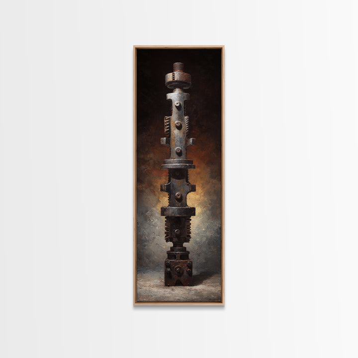 Camshaft and Gears Industrial Still Life Framed Canvas Print, Garage Art, Game Room Art, Garage Decor, Fine Art, Motor, GAR-1x3-75