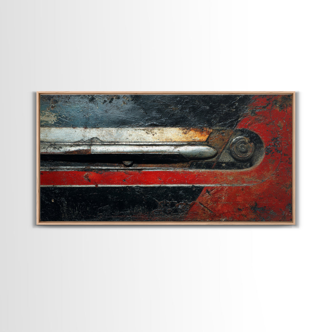 Black and Red Racing Stripe Abstraction Framed Canvas Print, Garage Art, Luxury Decor, Garage Decor, Abstract Art, Motor, GAR-2x1-8