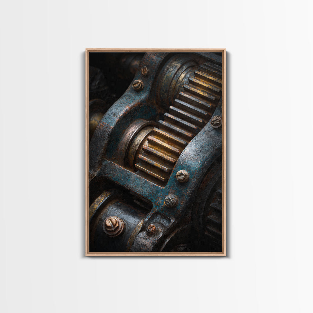 Camshaft and Gears Industrial Still Life Canvas Print, Garage Art, Art Print, Garage Decor, Fine Art, Motor, Canvas Wall Art, GAR-2x3-23