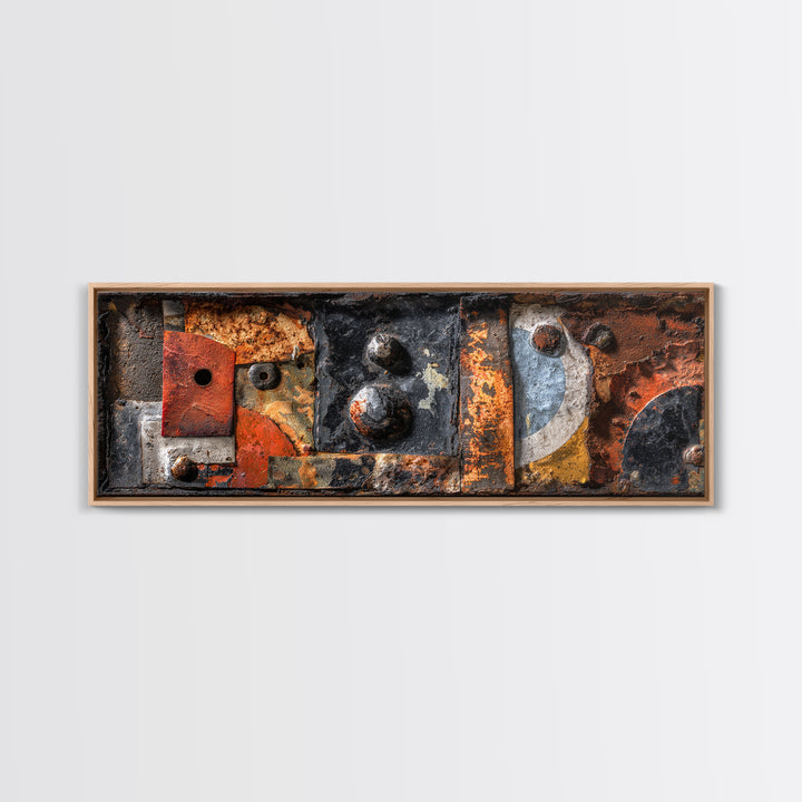 Rusty License Plate Collage Canvas Print, Garage Art, Garage Decor, Fine Art, Motor, Room Decor, Textured Painting, GAR-3x1-24