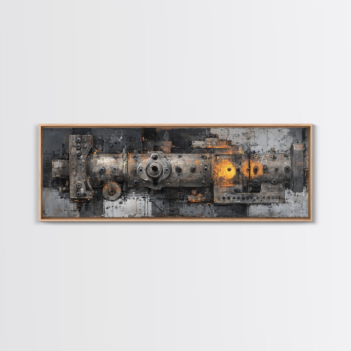 Engine Blueprint Technical Drawing Canvas Print, Garage Art, Canvas Print, Garage Decor, Fine Art, Motor, Garage Art Pinup, GAR-3x1-75