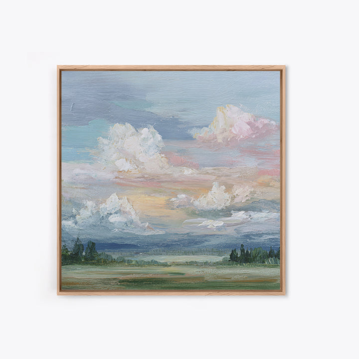 Romantic Cloudscape in Blush and Ivory Framed Canvas Print, Guest Bedroom Art, Digital Print, Bedroom Decor, Fine Art, Guest, GBA-1x1-11
