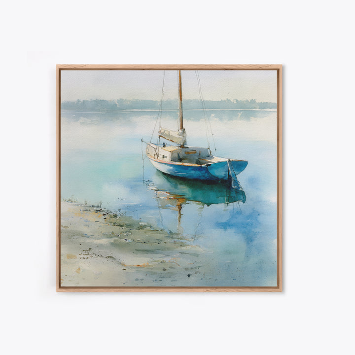 Soft Watercolor Sailboat on Quiet Water Canvas Print, Guest Bedroom Art, Pink Wall Art, Bedroom Decor, Fine Art, Guest, GBA-1x1-18