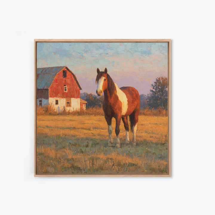 Quiet Horse Pasture at Sunset Framed Canvas Print, Guest Bedroom Art, Downloadable Prints, Bedroom Decor, Fine Art, Guest, GBA-1x1-21