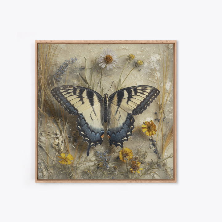 Garden Butterfly and Flowers Specimen Study Canvas Print, Guest Bedroom Art, Wall Art Prints, Bedroom Decor, Fine Art, Guest, GBA-1x1-23