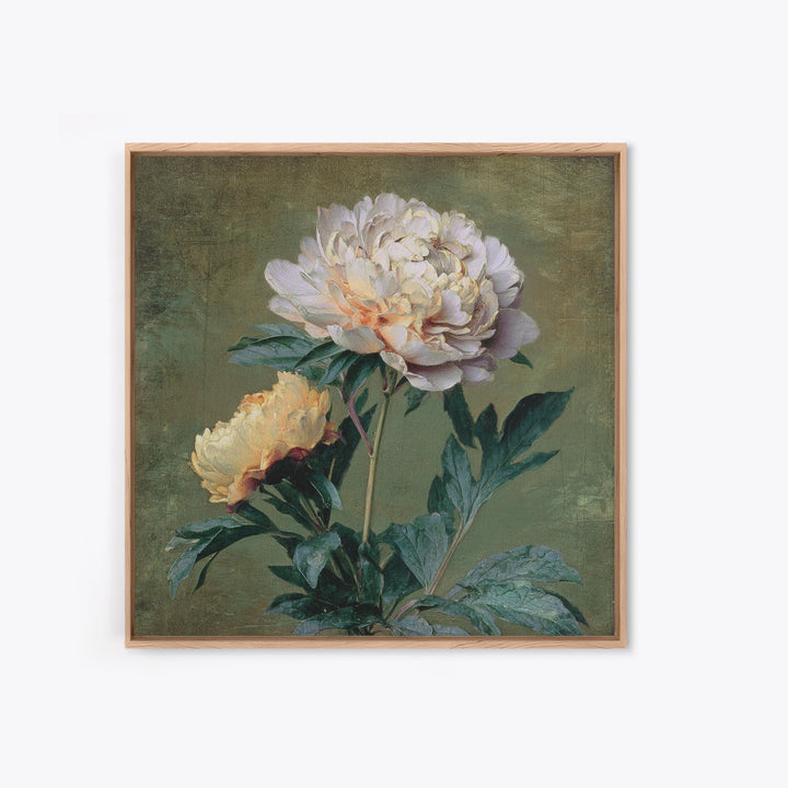 Neutral Peony Painting Framed Canvas Print, Guest Bedroom Art, Statement Artwork, Bedroom Decor, Fine Art, Guest, Wall Decor, GBA-1x1-33