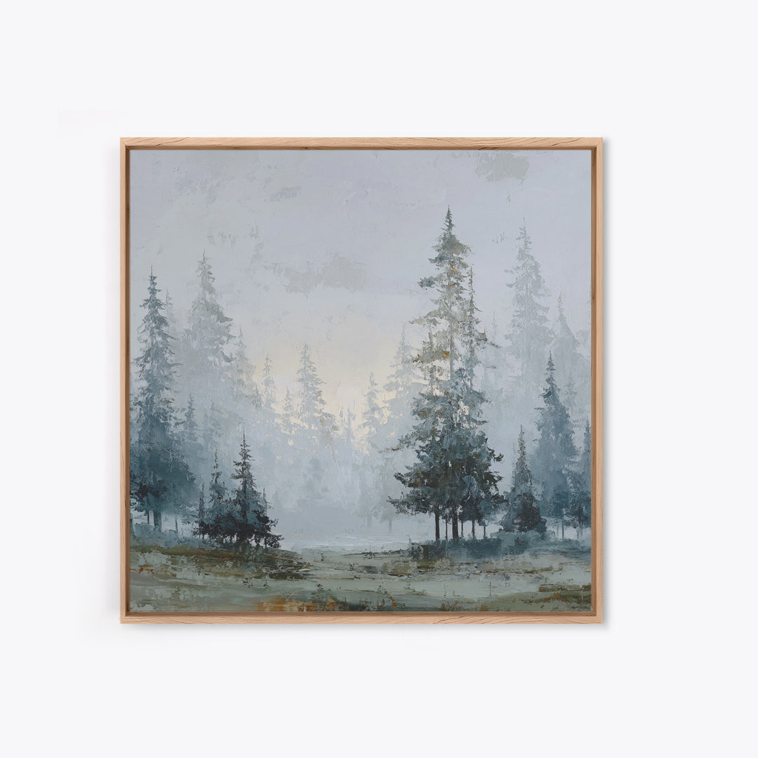 Monochrome Forest Silhouette Framed Canvas Print, Guest Bedroom Art, Bedroom Prints, Bedroom Decor, Guest, Minimalist Decor, GBA-1x1-37