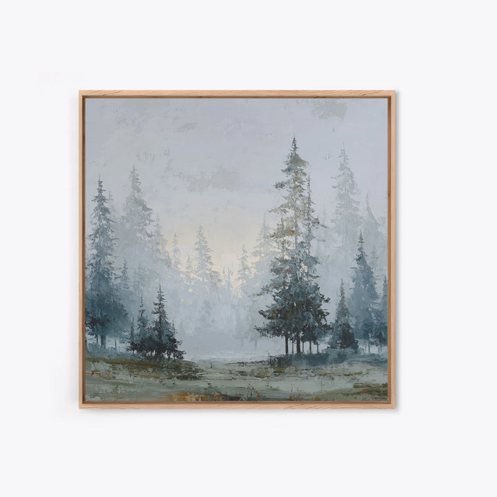 Monochrome Forest Silhouette Framed Canvas Print, Guest Bedroom Art, Bedroom Prints, Bedroom Decor, Guest, Minimalist Decor, GBA-1x1-37