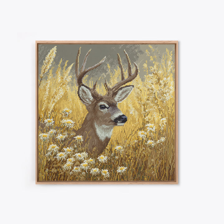 Sunlit Meadow with Delicate Flowers Framed Canvas Print, Guest Bedroom Art, Living Room Wall Art, Bedroom Decor, Guest, GBA-1x1-39