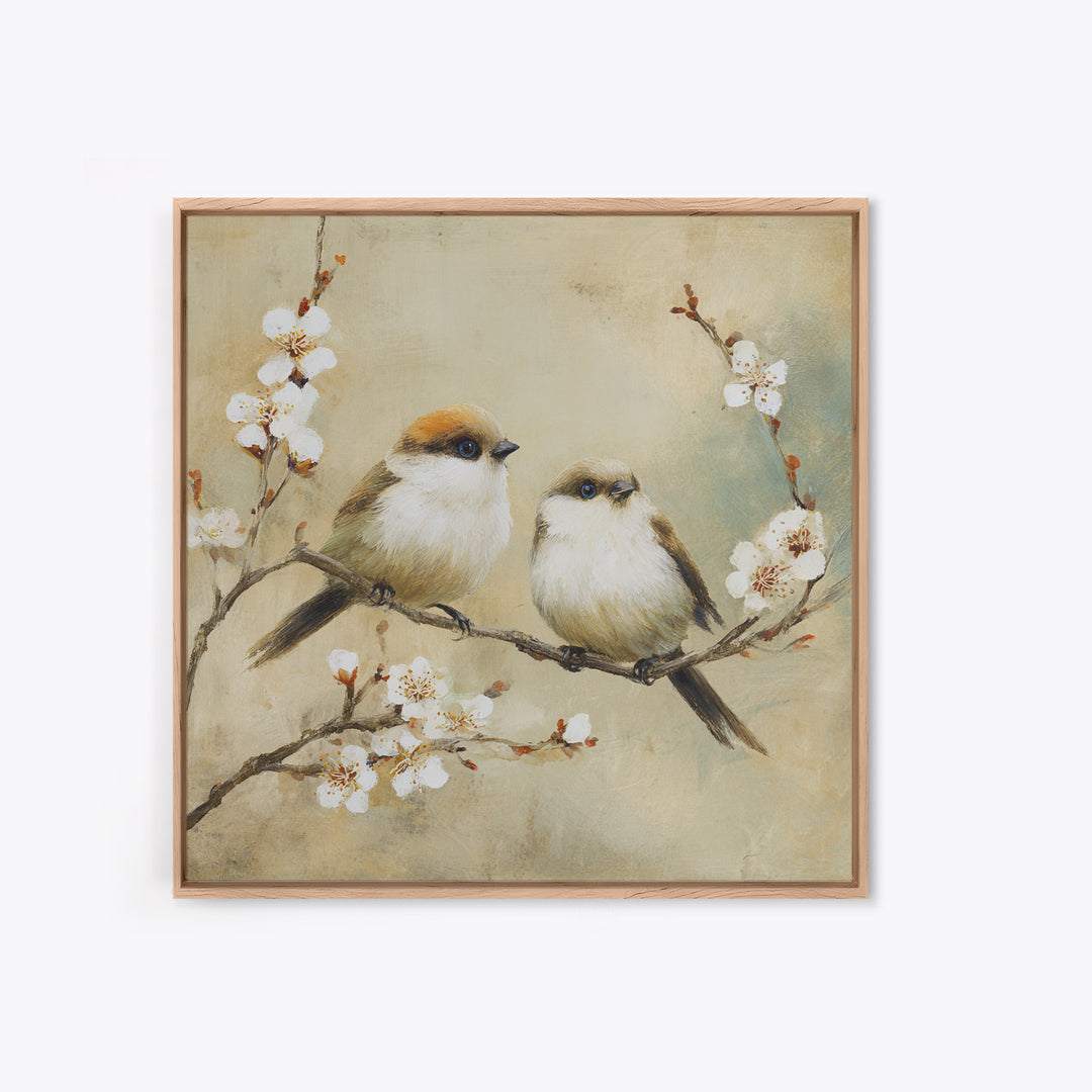 Small Bird Pair on Flowering Branch Canvas Print, Guest Bedroom Art, Home Decor, Bedroom Decor, Fine Art, Guest, Printable Art, GBA-1x1-4