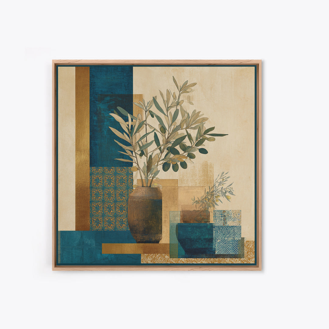 Olive Branch Still Life Framed Canvas Print, Guest Bedroom Art, Gallery Decor, Bedroom Decor, Oil Painting, Guest, GBA-1x1-41