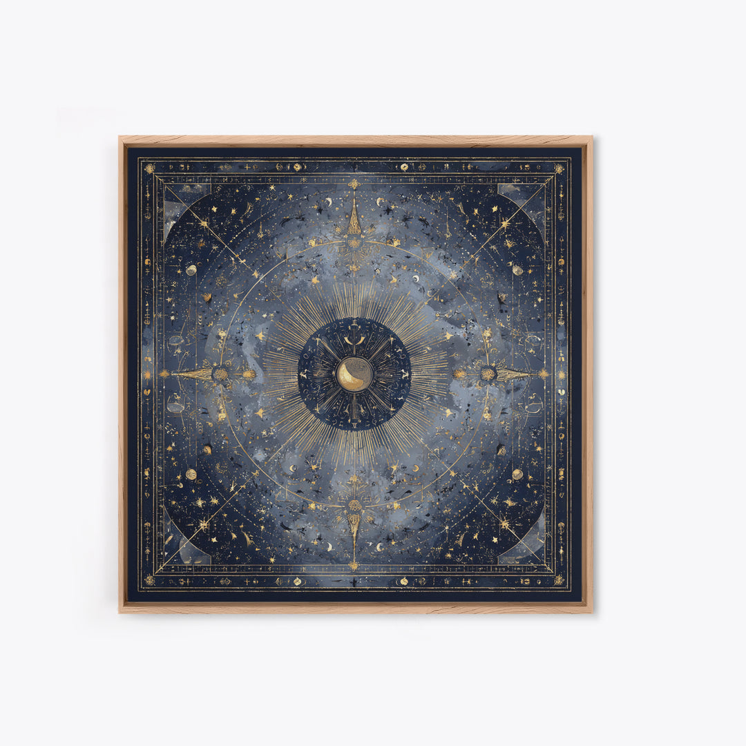 Minimal Moon and Stars Composition Framed Canvas Print, Guest Bedroom Art, Set of 3 Wall Art, Bedroom Decor, Fine Art, Guest, GBA-1x1-64