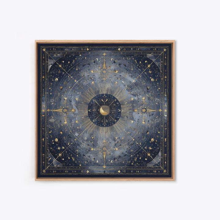 Minimal Moon and Stars Composition Framed Canvas Print, Guest Bedroom Art, Set of 3 Wall Art, Bedroom Decor, Fine Art, Guest, GBA-1x1-64