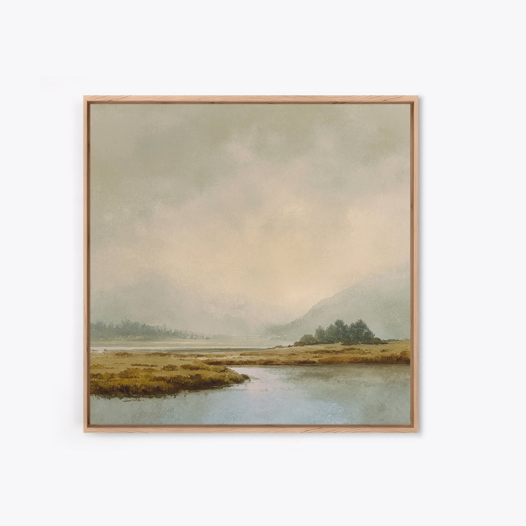 Soft Mountain Horizon Framed Canvas Print, Guest Bedroom Art, Bedroom Decor, Oil Painting, Guest, Above Bed Decor, GBA-1x1-7