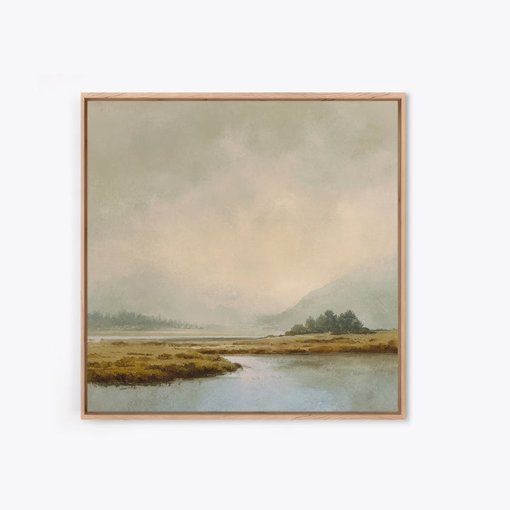 Soft Mountain Horizon Framed Canvas Print, Guest Bedroom Art, Bedroom Decor, Oil Painting, Guest, Above Bed Decor, GBA-1x1-7