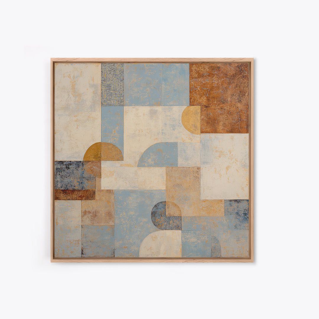 Warm Terracotta Shapes Framed Canvas Print, Guest Bedroom Art, Above Bed Decor, Bedroom Decor, Fine Art, Guest, Boho Decor, GBA-1x1-70