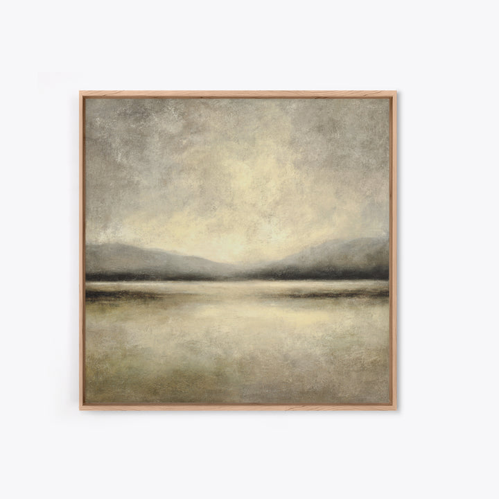 Gentle Rain over Distant Hills Framed Canvas Print, Guest Bedroom Art, Minimalist Wall Art, Bedroom Decor, Abstract Art, Guest, GBA-1x1-72